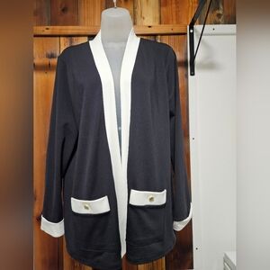 Anne Klein Black Blazer with White Accents